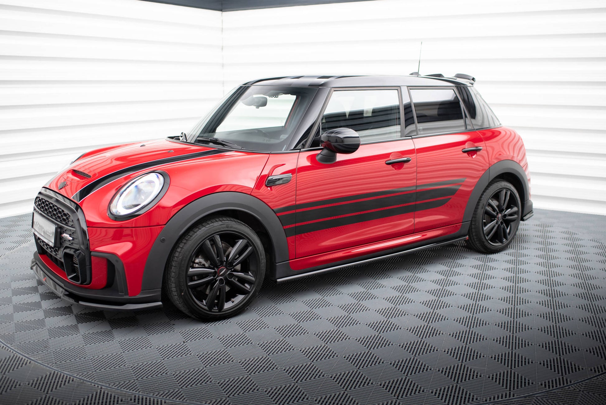 Maxton Seitenschweller Ansatz für Mini Cooper S John Cooper Works F55 Facelift schwarz Hochglanz