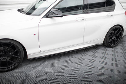 Maxton Seitenschweller Ansatz für V.5 BMW 1er M-Paket / M140i F20 Facelift schwarz Hochglanz