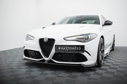 Maxton Front Ansatz für Alfa Romeo Giulia Quadrifoglio schwarz Hochglanz