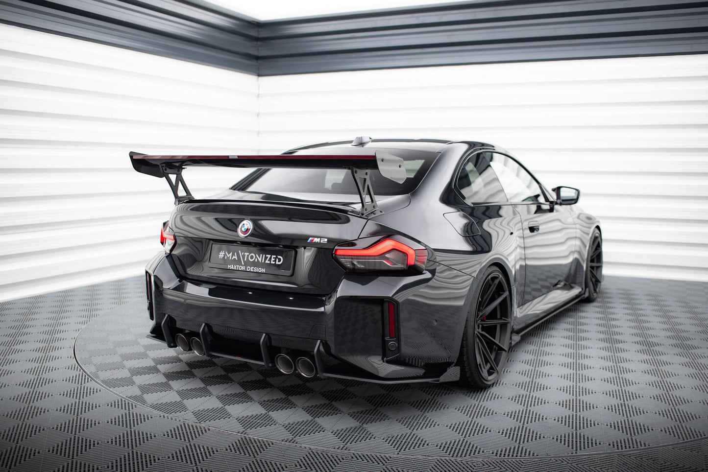 Maxton Street Pro Heck Ansatz Flaps Diffusor V.1 +Flaps für BMW M2 G87 schwarz Hochglanz