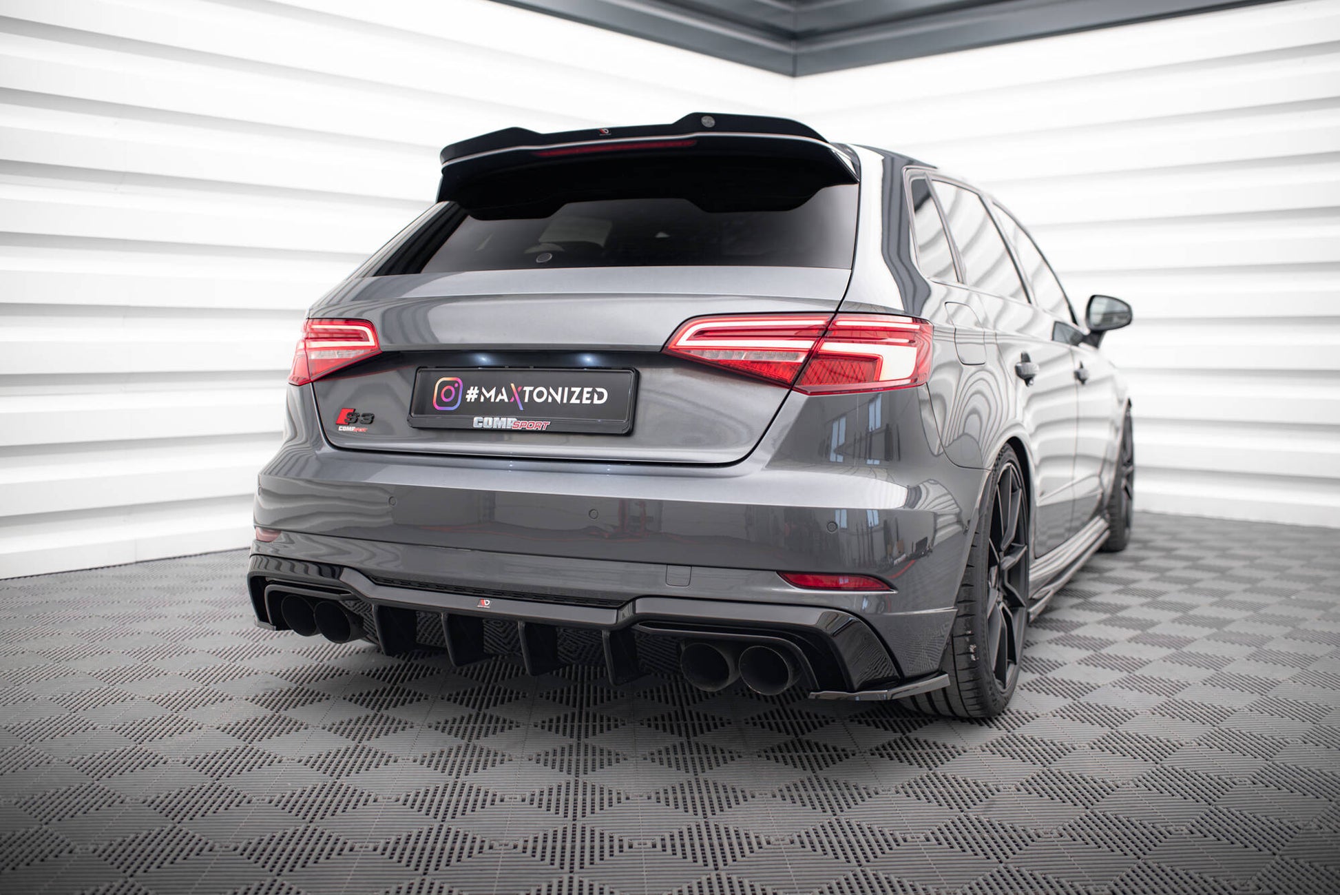 Maxton Diffusor Heck Ansatz für Audi S3 Sportback 8V Facelift