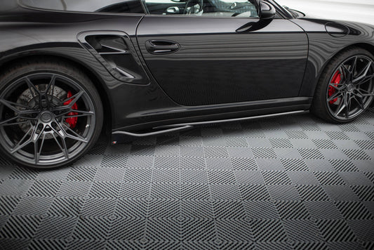 Maxton Seitenschweller Ansatz für Porsche 911 Turbo 997 schwarz Hochglanz