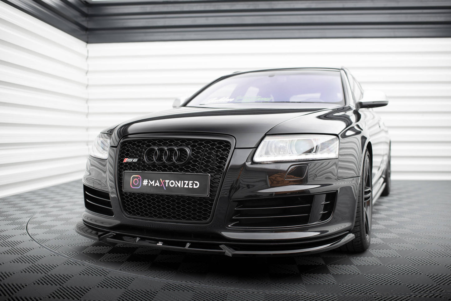 Maxton Front Ansatz V.2 für Audi RS6 Avant C6 schwarz Hochglanz