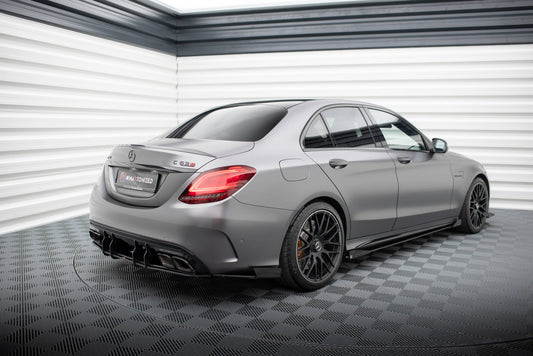 Maxton Street Pro Heck Ansatz Flaps Diffusor +Flaps für Mercedes-AMG C63 Limousine / Kombi W205 Facelift schwarz Hochglanz