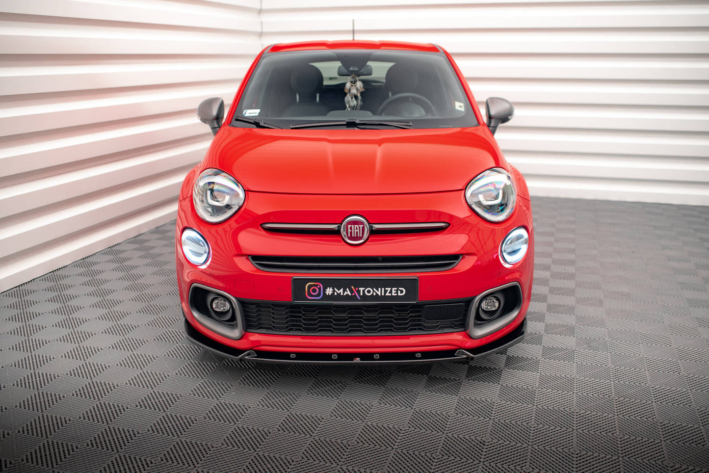 Maxton Front Ansatz für Fiat 500X Sport Mk1 Facelift schwarz Hochglanz