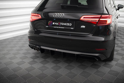 Maxton Diffusor Heck Ansatz für Audi A3 Sportback 8V Facelift (Version mit doppelter Auspuffspitze)