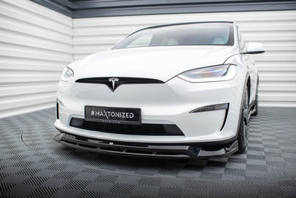 Maxton Front Ansatz V.1 für Tesla Model X Mk1 Facelift schwarz Hochglanz