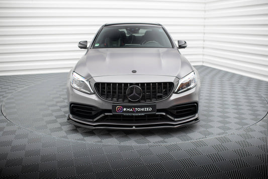 Maxton Front Ansatz V.1 für Mercedes-AMG C63 Limousine / Kombi W205 Facelift schwarz Hochglanz