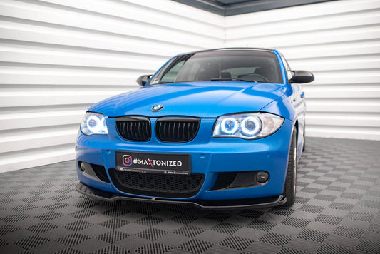 Maxton Front Ansatz V.1 für BMW 1er M-Paket E87 Facelift schwarz Hochglanz