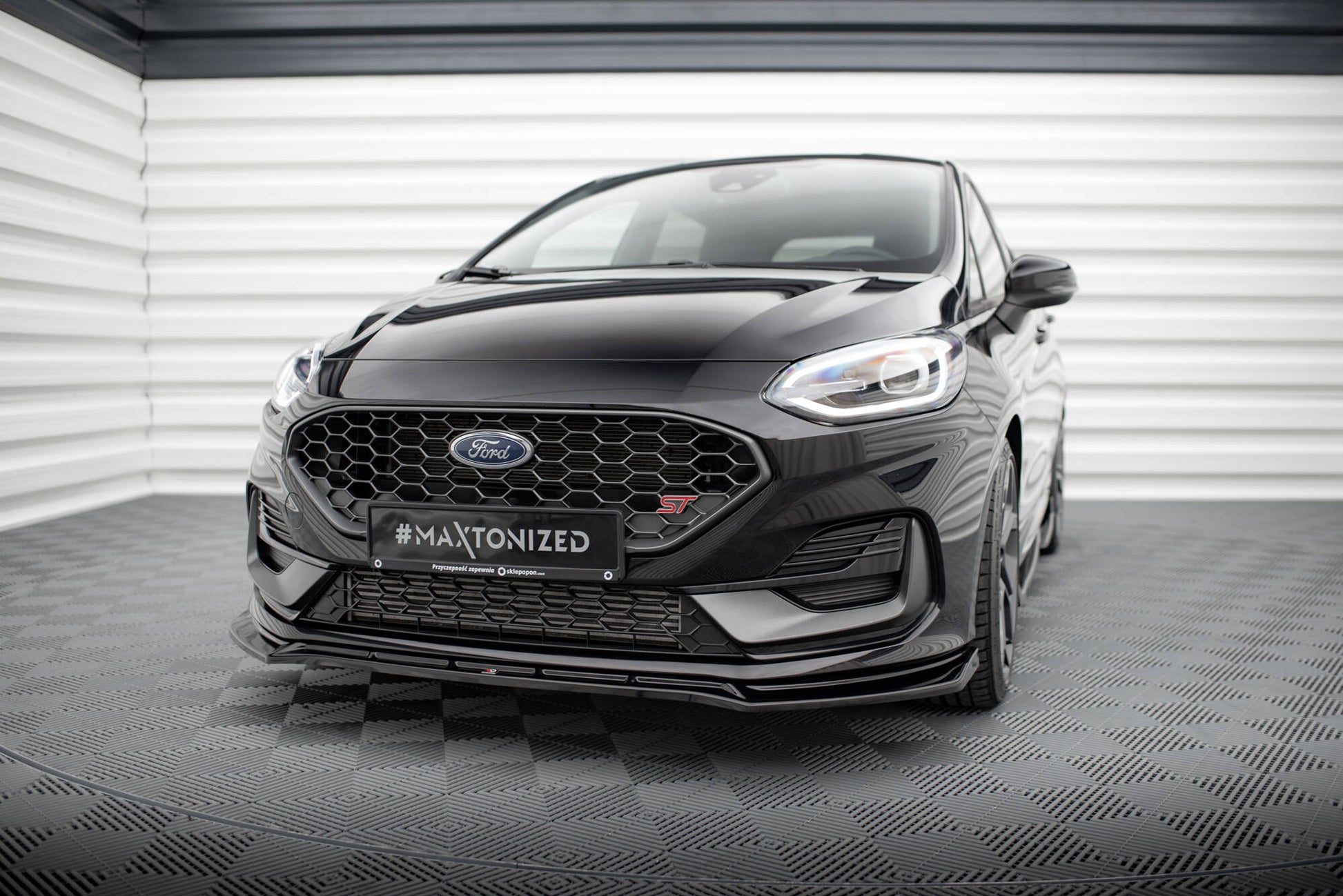 Maxton Front Ansatz V.4 für Ford Fiesta ST Mk8 Facelift schwarz Hochglanz