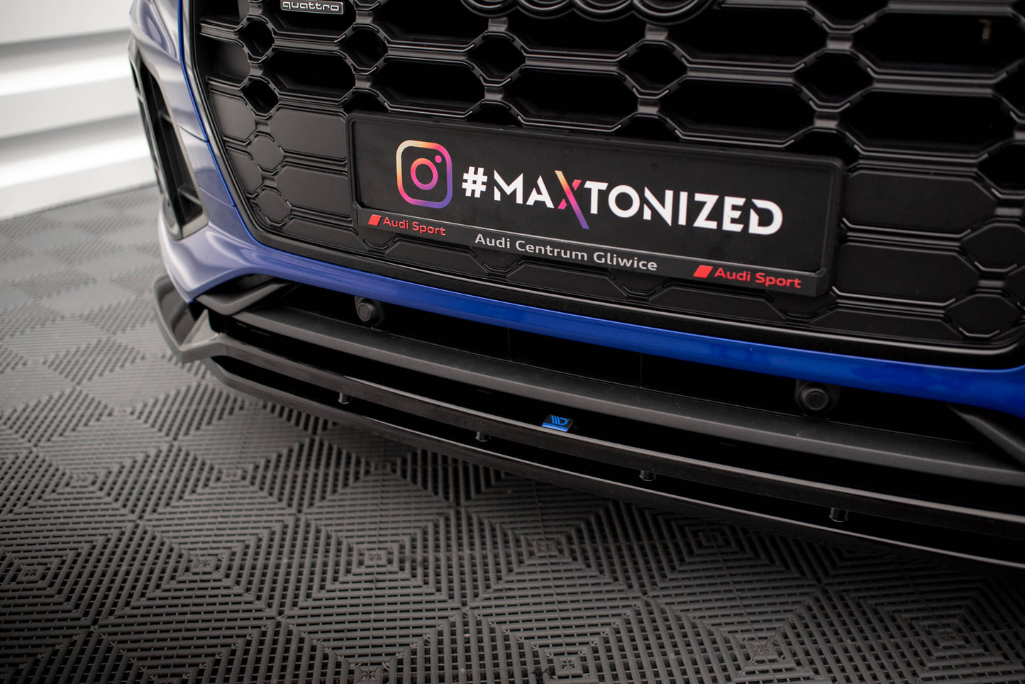 Maxton Front Ansatz V.1 für Audi SQ5 / Q5 S-Line SUV / Sportback Mk2 Facelift schwarz Hochglanz