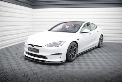 Maxton Front Ansatz V.3 für Tesla Model S Plaid Mk1 Facelift schwarz Hochglanz