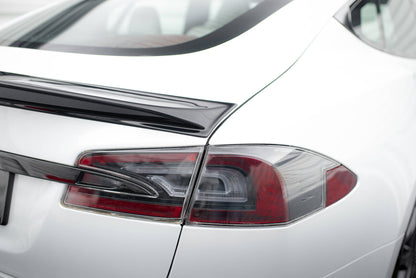 Maxton Spoiler CAP für 3D Tesla Model S Plaid Mk1 Facelift schwarz Hochglanz