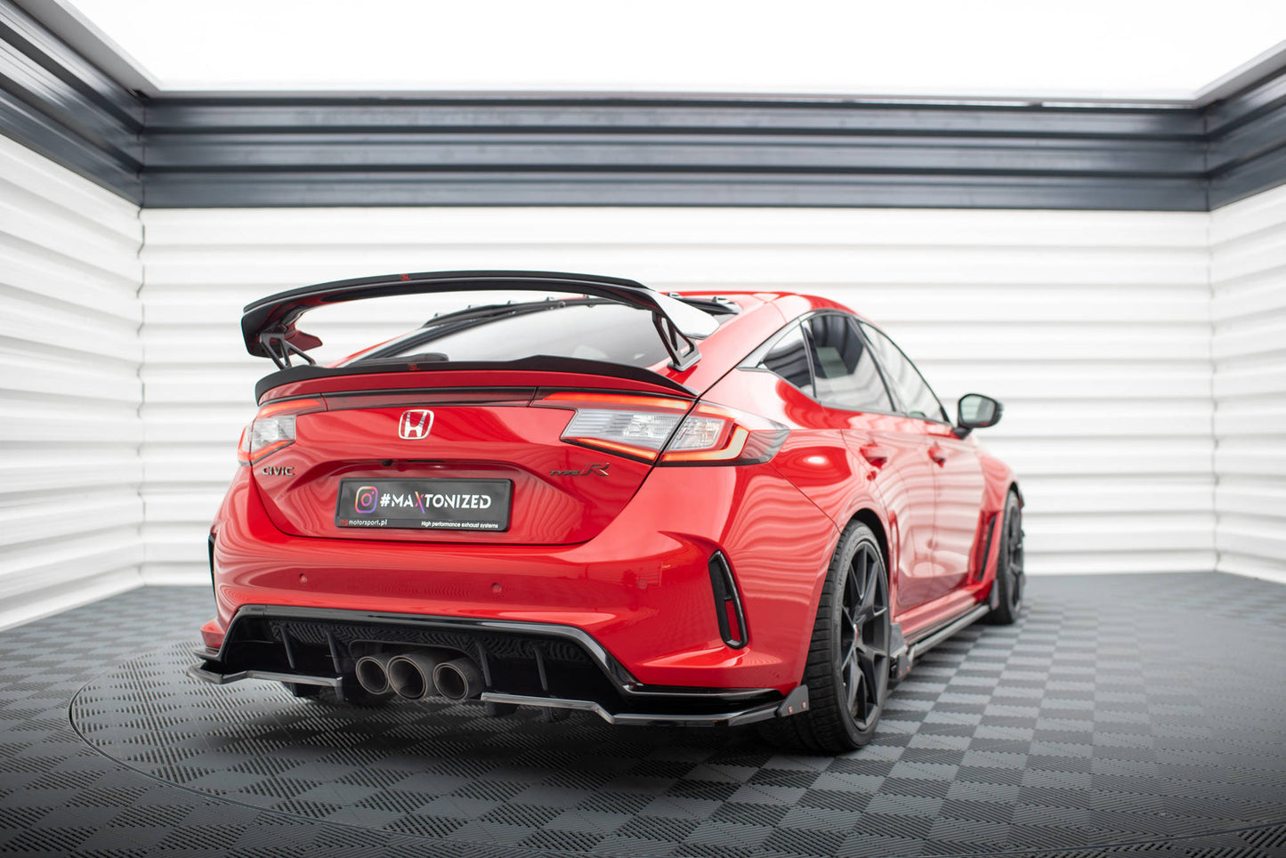 Maxton Mittlerer Diffusor Heck Ansatz DTM Look für V.1 + Flaps Honda Civic Type-R Mk 11