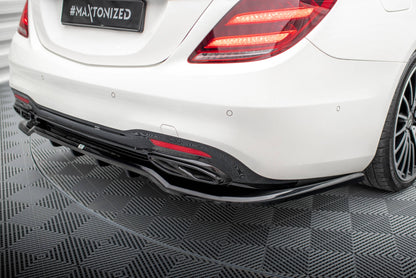 Maxton Mittlerer Diffusor Heck Ansatz DTM Look für Mercedes-Benz S AMG-Line W222 Facelift schwarz Hochglanz