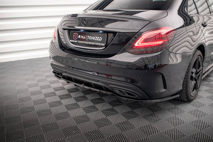 Maxton Mittlerer Diffusor Heck Ansatz DTM Look für Mercedes-Benz C AMG-Line W205 Facelift schwarz Hochglanz