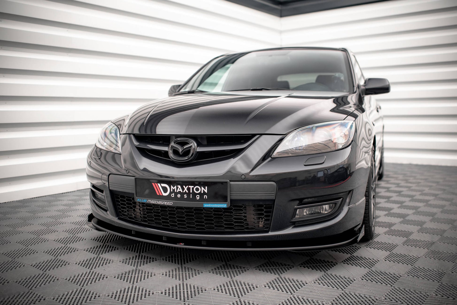 Maxton Street Pro Front Ansatz für +Flaps für V.1 + Flaps Mazda 3 MPS Mk1 schwarz Hochglanz