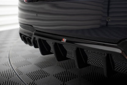 Maxton Diffusor Heck Ansatz V.2 für BMW 5er M-Paket F10 (Version mit einseitigem Doppelauspuff)