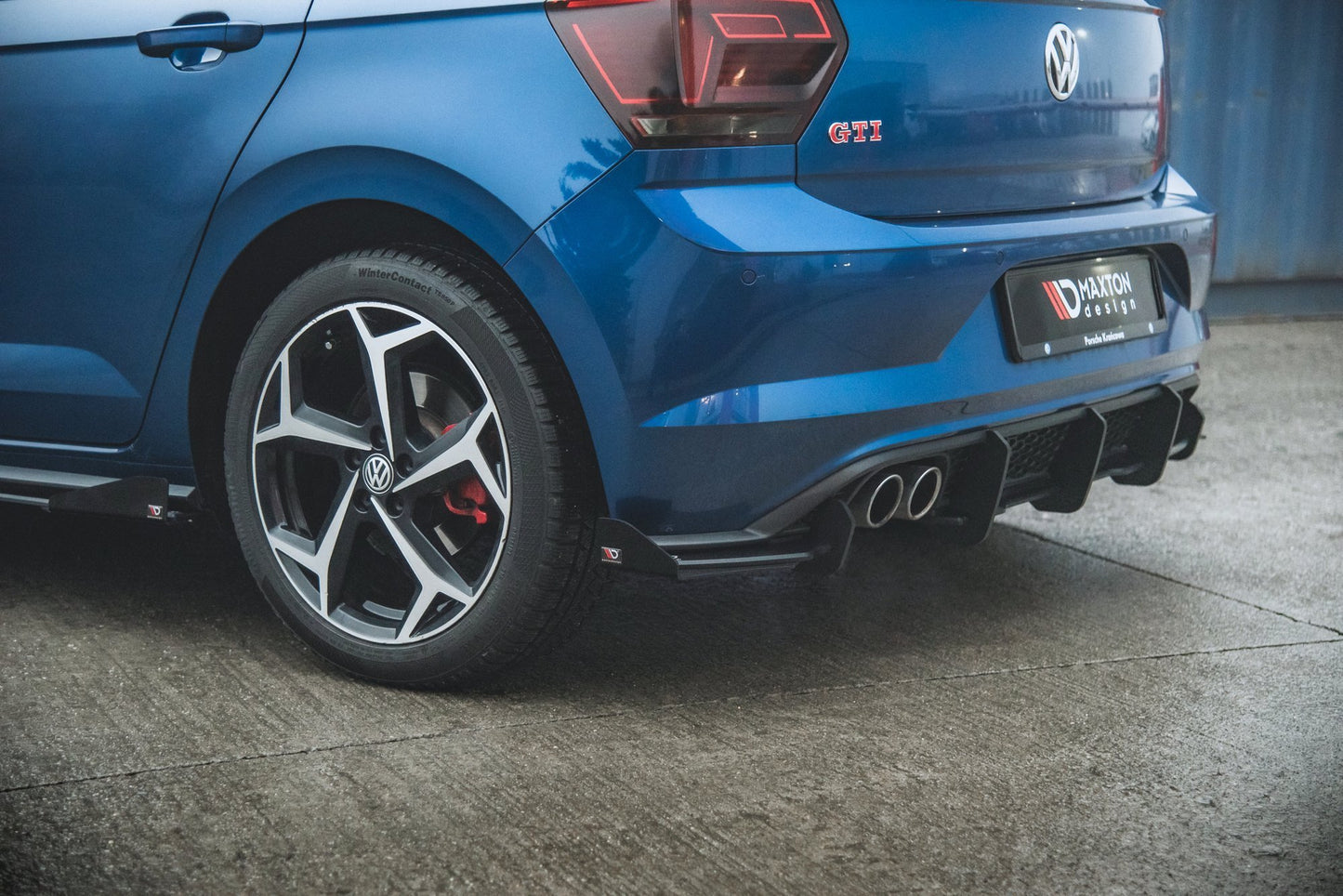 Maxton Robuste Racing Diffusor Heck Ansatz +Flaps für Volkswagen Polo GTI Mk6 schwarz Hochglanz