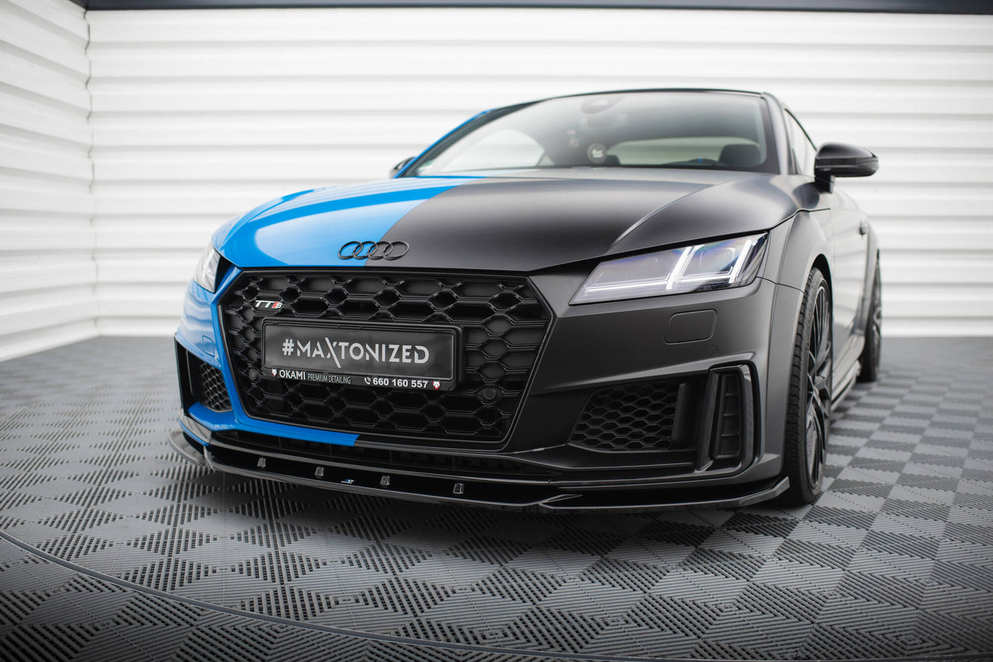 Maxton Front Ansatz V.2 für Audi TT S 8S Facelift schwarz Hochglanz