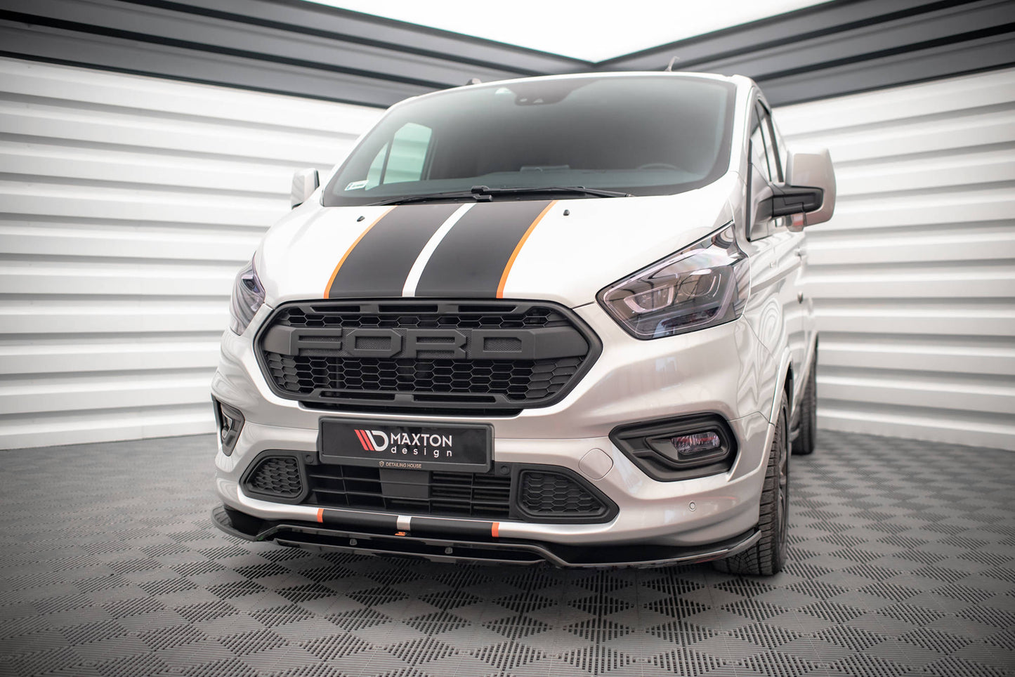 Maxton Front Ansatz für Ford Transit Custom ST-Line Mk1 Facelift schwarz matt