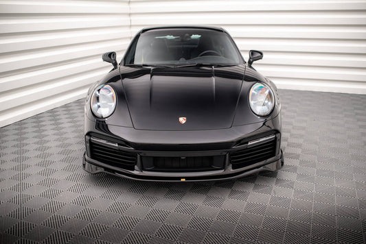 Maxton Front Ansatz für Porsche 911 Turbo S 992 schwarz Hochglanz