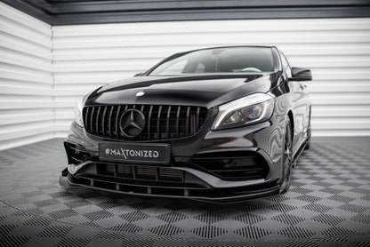 Maxton Street Pro Front Ansatz für +Flaps für + Flaps Mercedes-Benz A AMG-Line W176 Facelift schwarz Hochglanz