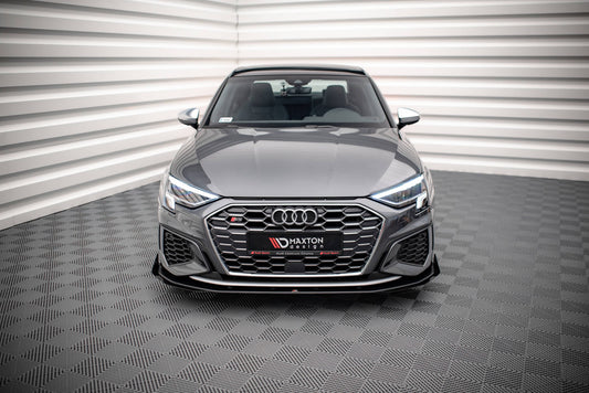 Maxton Street Pro Front Ansatz für +Flaps für V.1 + Flaps Audi S3 / A3 S-Line 8Y schwarz Hochglanz