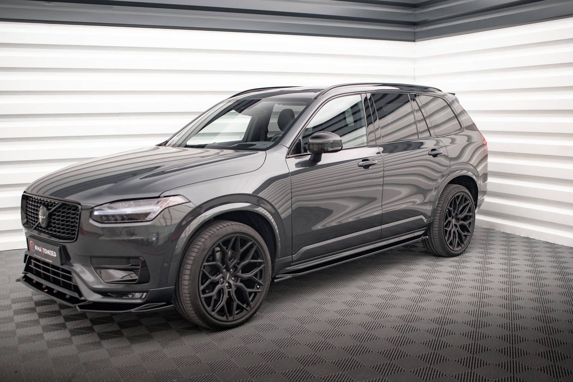 Maxton Seitenschweller Ansatz für Volvo XC90 R-Design Mk2 Facelift schwarz Hochglanz