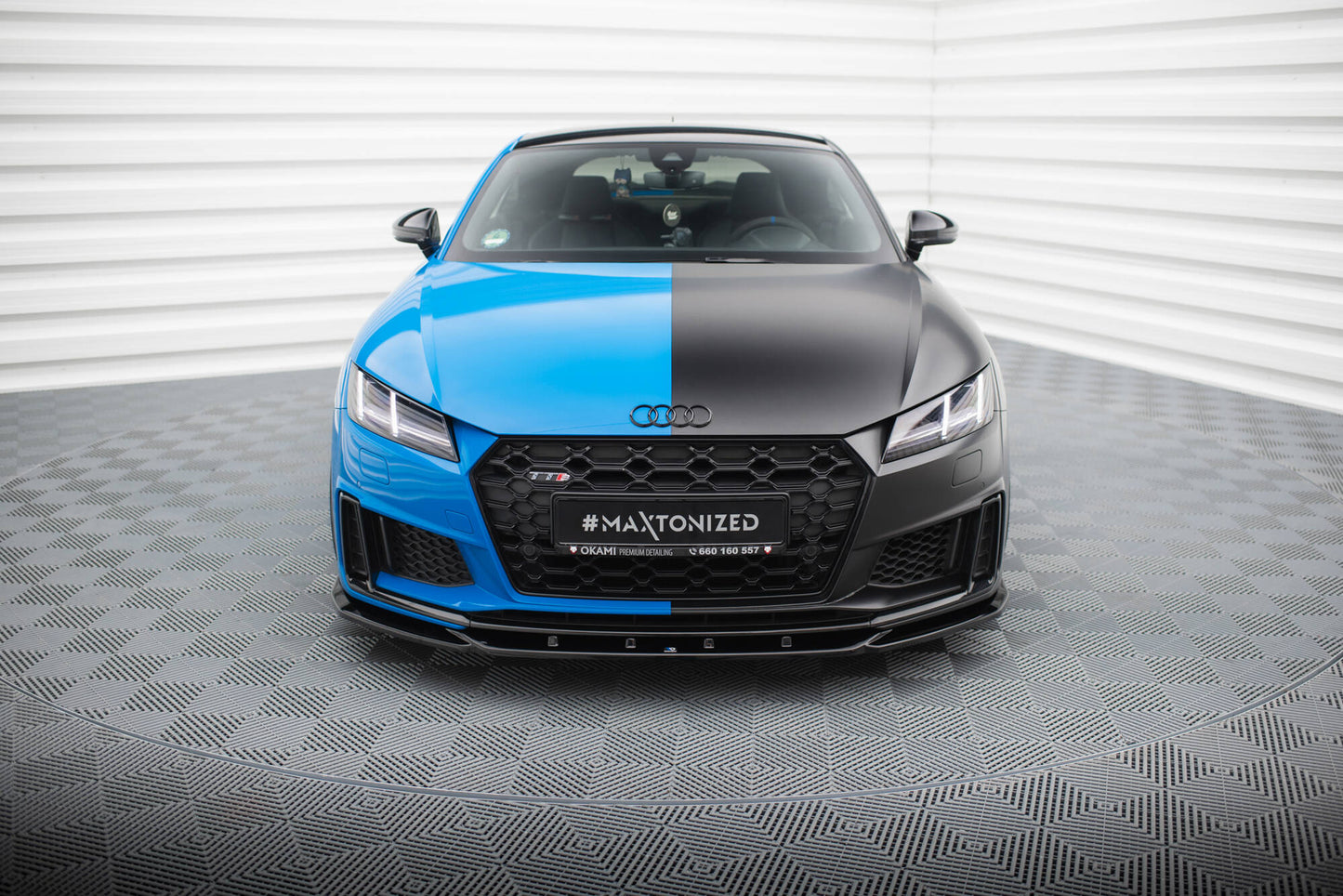 Maxton Front Ansatz V.2 für Audi TT S 8S Facelift schwarz Hochglanz