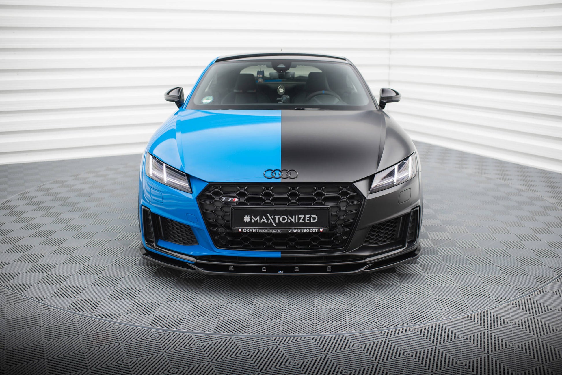 Maxton Front Ansatz V.2 für Audi TT S 8S Facelift schwarz Hochglanz