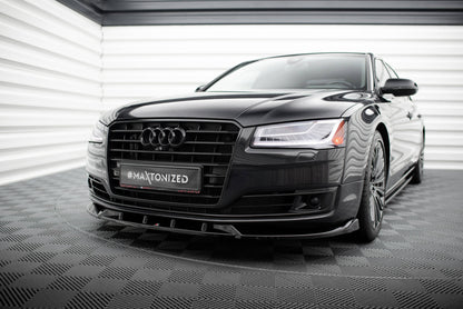 Maxton Front Ansatz für Audi A8 D4 Facelift schwarz Hochglanz