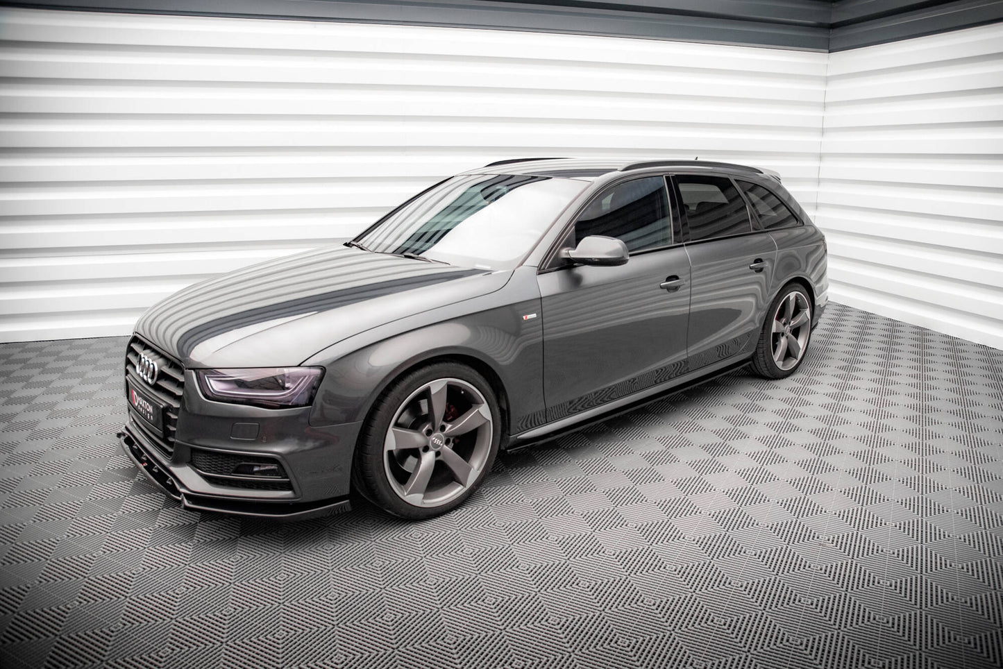 Maxton Seitenschweller Ansatz für V.2 für Audi A4 / A4 S-Line / S4 B8  schwarz Hochglanz