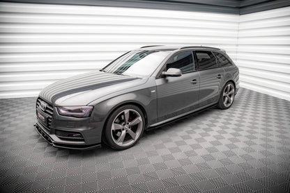 Maxton Seitenschweller Ansatz für V.2 für Audi A4 / A4 S-Line / S4 B8  schwarz Hochglanz