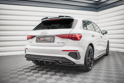 Maxton Mittlerer Diffusor Heck Ansatz DTM Look für Audi A3 S-Line Sportback 8Y schwarz Hochglanz