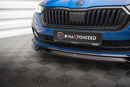 Maxton Front Ansatz V.2 für Skoda Octavia Sportline Mk4 schwarz Hochglanz