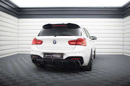 Maxton Diffusor Heck Ansatz für BMW 1er M-Paket F20 Facelift (Einseitige Doppelauspuffversion)