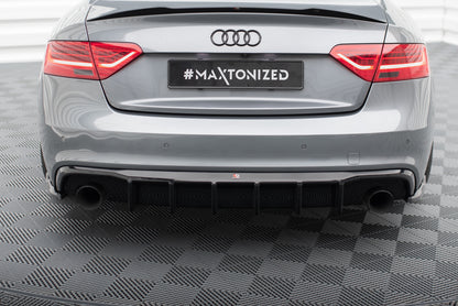 Maxton Diffusor Heck Ansatz für Audi A5 S-Line Coupe / Sportback 8T Facelift (Version mit Einzelauspuff auf beiden Seiten)