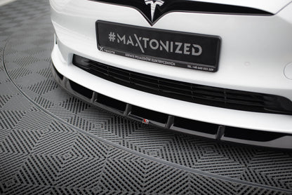 Maxton Front Ansatz V.3 für Tesla Model S Plaid Mk1 Facelift schwarz Hochglanz