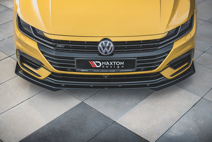 Maxton Robuste Racing Front Ansatz für passend +Flaps für Volkswagen Arteon R-Line schwarz Hochglanz