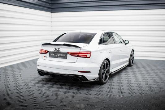 Maxton Heck Ansatz Flaps Diffusor V.3 für Audi RS3 Limousine 8V Facelift schwarz Hochglanz