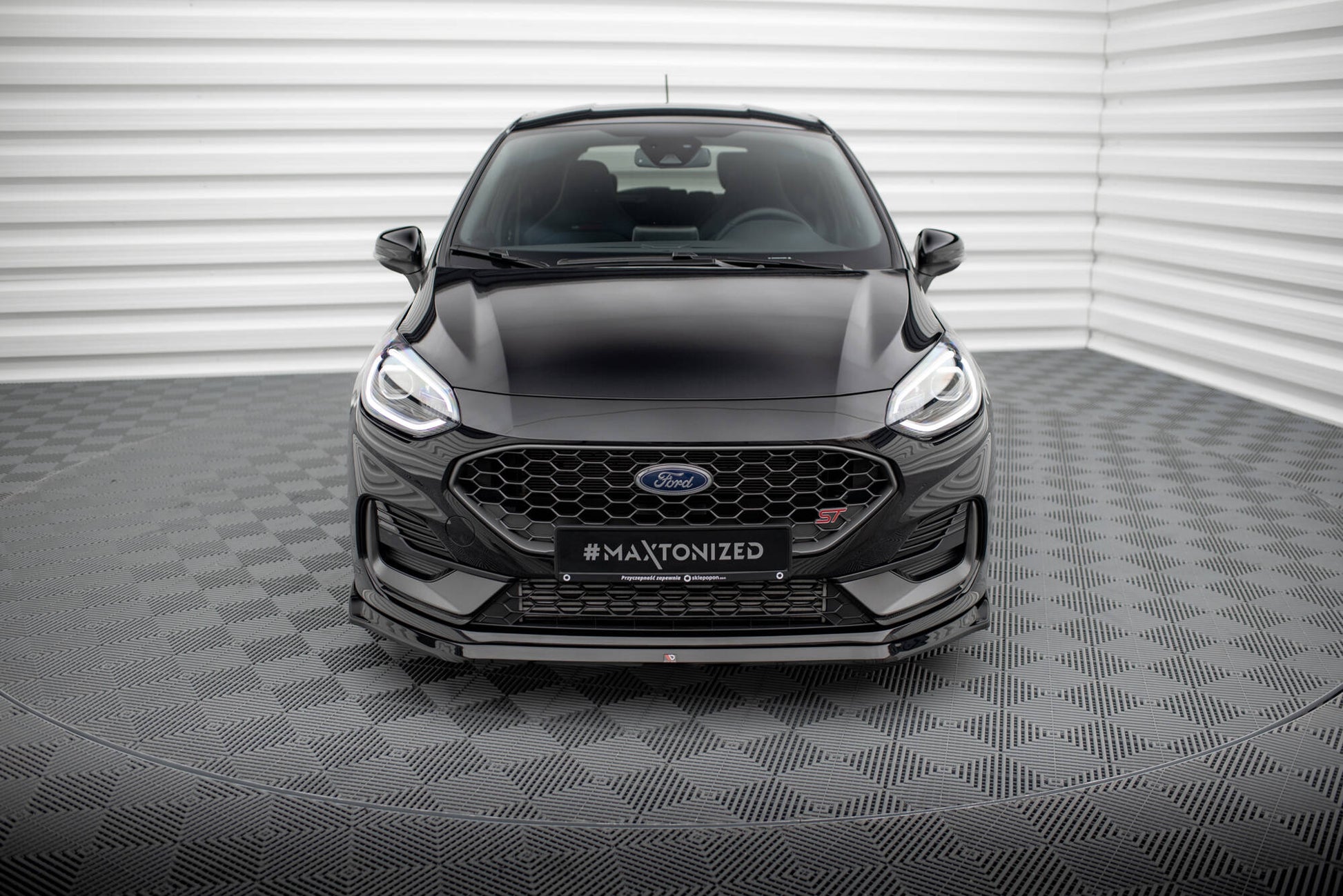 Maxton Front Ansatz V.3 für Ford Fiesta ST Mk8 Facelift schwarz Hochglanz