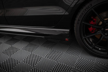 Maxton Side Flaps Audi RS3 Limousine 8V Facelift schwarz Hochglanz