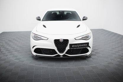 Maxton Front Ansatz für Alfa Romeo Giulia Quadrifoglio schwarz Hochglanz