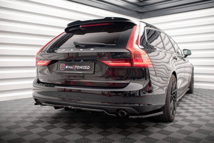 Maxton Heck Ansatz Flaps Diffusor für Volvo V90 Mk2 schwarz Hochglanz