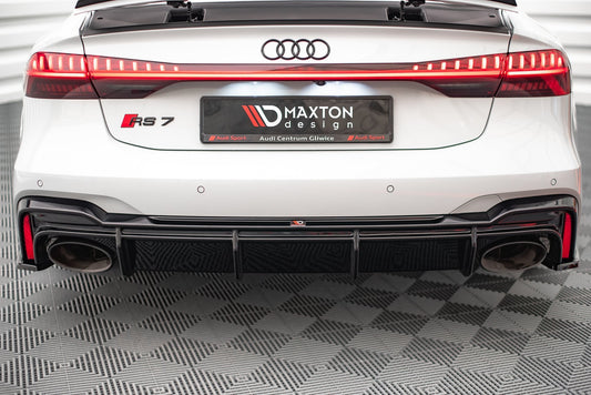 Maxton Diffusor Heck Ansatz für Audi RS6 C8 / RS7 C8 (Version mit Anhängerkupplung) schwarz Hochglanz
