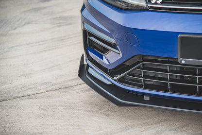 Maxton Robuste Racing Front Ansatz für passend +Flaps für VW Golf 7 R / R-Line Facelift schwarz Hochglanz