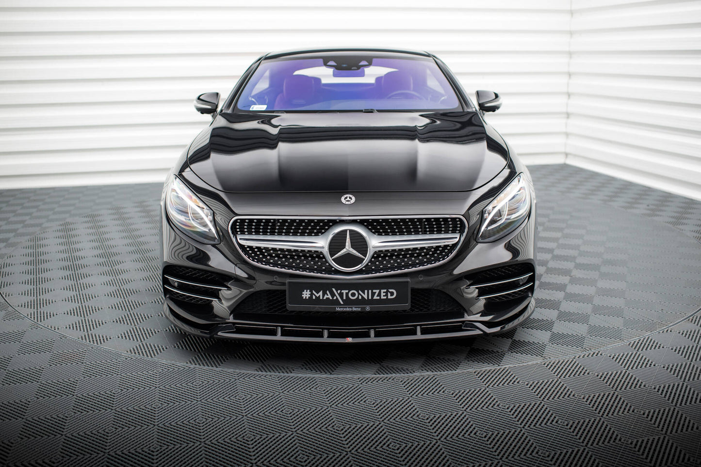 Maxton Front Ansatz V.2 für Mercedes-Benz S Coupe AMG-Line C217 Facelift schwarz Hochglanz