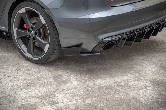Maxton Robuste Racing Heck Ansatz Flaps Diffusor +Flaps für Audi RS3 8V Sportback schwarz Hochglanz