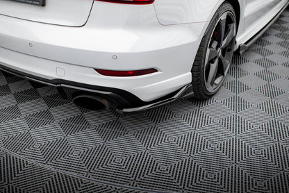 Maxton Heck Ansatz Flaps Diffusor V.3 für Audi RS3 Limousine 8V Facelift schwarz Hochglanz
